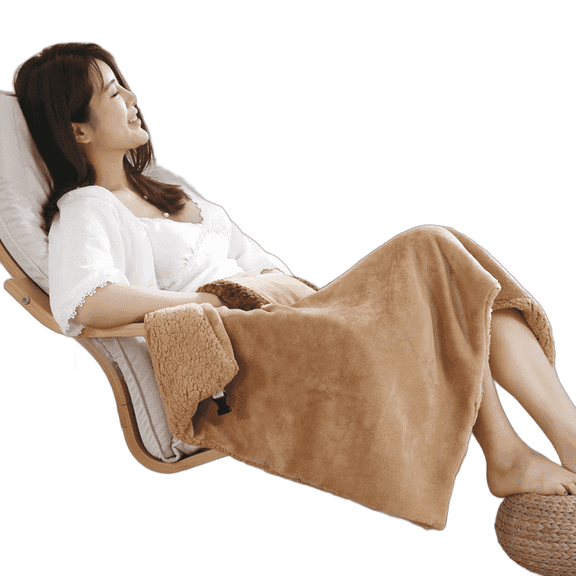 AUQ Electric Blanket Queen Usb Plug for Instant Heating Queen Size Electric Blanket Dual-Layer Quick Heating Heated Blanket Queen Light Brown