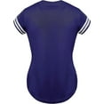 thumbnail image 2 of DIGITMON Women's Baseball Softball Jersey Button Down Premium Two-Stripe Sleeve Shirts Uniform PURPLEWHITE, X-Small, 2 of 3