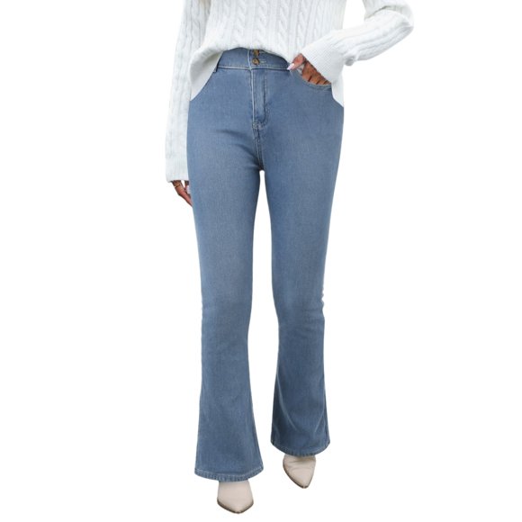 Bmisegm Women's High Waisted Boot Cut Flare Jeans, Sky Blue, Size 27