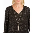 thumbnail image 3 of JM Collection Women's Foil Print Necklace Top Black Size Large, 3 of 3