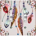 thumbnail image 1 of Metal Light Switch Plate Cover Beaded Feather Flower Strings DRM011, 1 of 13