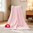 thumbnail image 4 of SLYNSHome Small Christmas Flannel Throw Blanket,Pink Soft Fleece Roll‑Up Blanket With Snowman Santa Reindeer Design For Sofa Bed Holiday Gift, 4 of 6