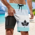 thumbnail image 4 of VNKIDY Men's Beach Shorts Gradient Stripe Swim Trunks With Built-In Liner Sketch Maple Leaf Print Elastic Drawstring Waist Quick Dry Shorts For BeachAnd Vacation Wear Trendy Bottoms, 4 of 4