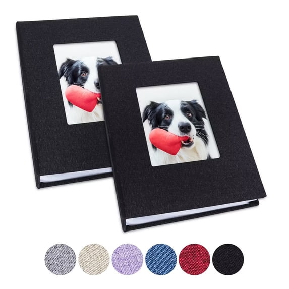 Vienrose Small Photo Album 4x6 Photos, 2 Pack Linen Cover Mini Photo Book, 26-Page Holds 52 Pictures, Artwork or Postcards Storage