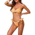 thumbnail image 4 of INSPIRAR CHIC Conjuntos de Bikini de Escamas de Pescado para Mujeres de 2 Piezas con Tirantes Ajustables, Parte Superior y Parte Inferior Triangular, Trajes de Baño Talla X-Large Amarillo-Rosa, 4 of 5