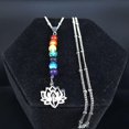 thumbnail image 3 of Collar de acero inoxidable con piedra natural y flor de loto de los 7 chakras, collar de curación de yoga y Reiki, joyería N9173s02, yin yang 50 cm JZP SR, 3 of 5