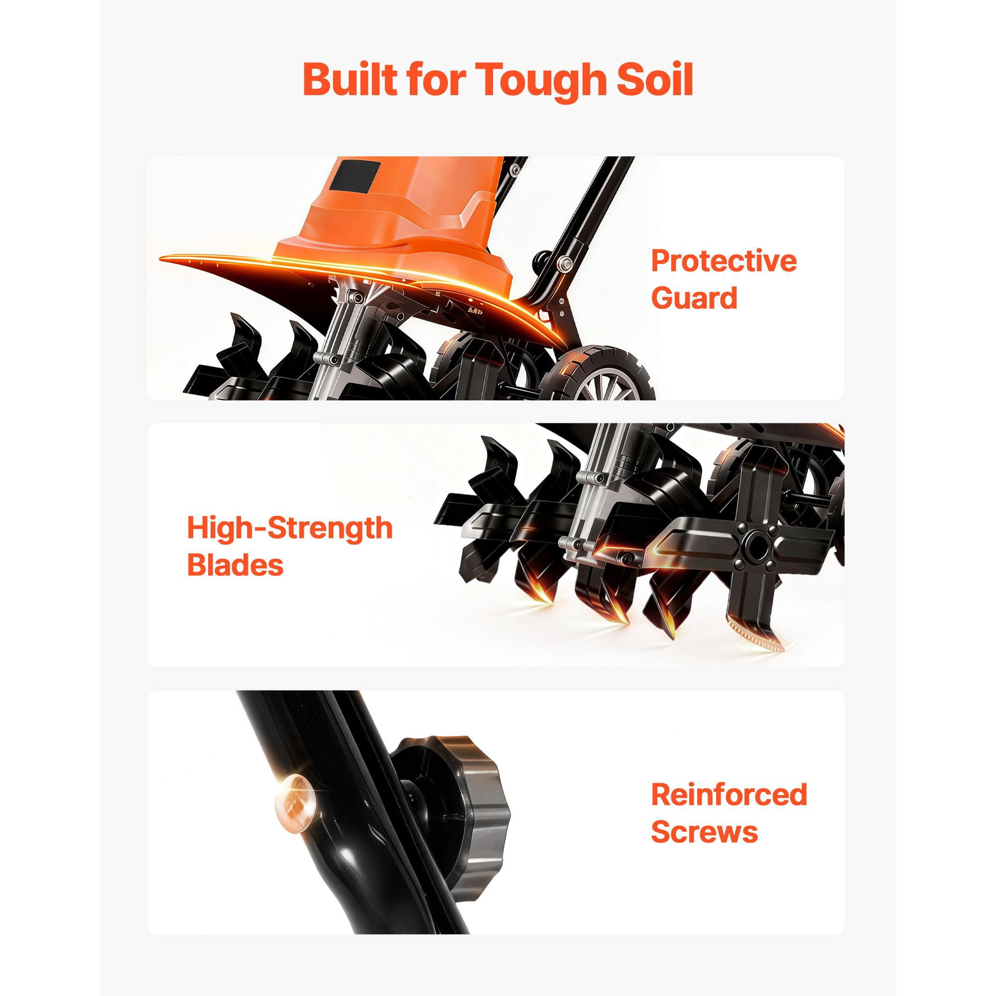 Corded Electric Tiller, 18-Inch Tilling Width, 13.5-Amp Motor, Steel Tines, Foldable Handle, Heavy-Duty for Lawn Yard Garden