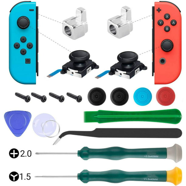 Reklame Europa spild væk Joystick Replacement, 2 Pack Switch Analog Thumbstick for Nintendo Switch, Joy  Con Controller Repair Kit Include Metel Lock Buckles, Screwdrivers, Thumb  Stick Caps and Pry Tools - Walmart.com