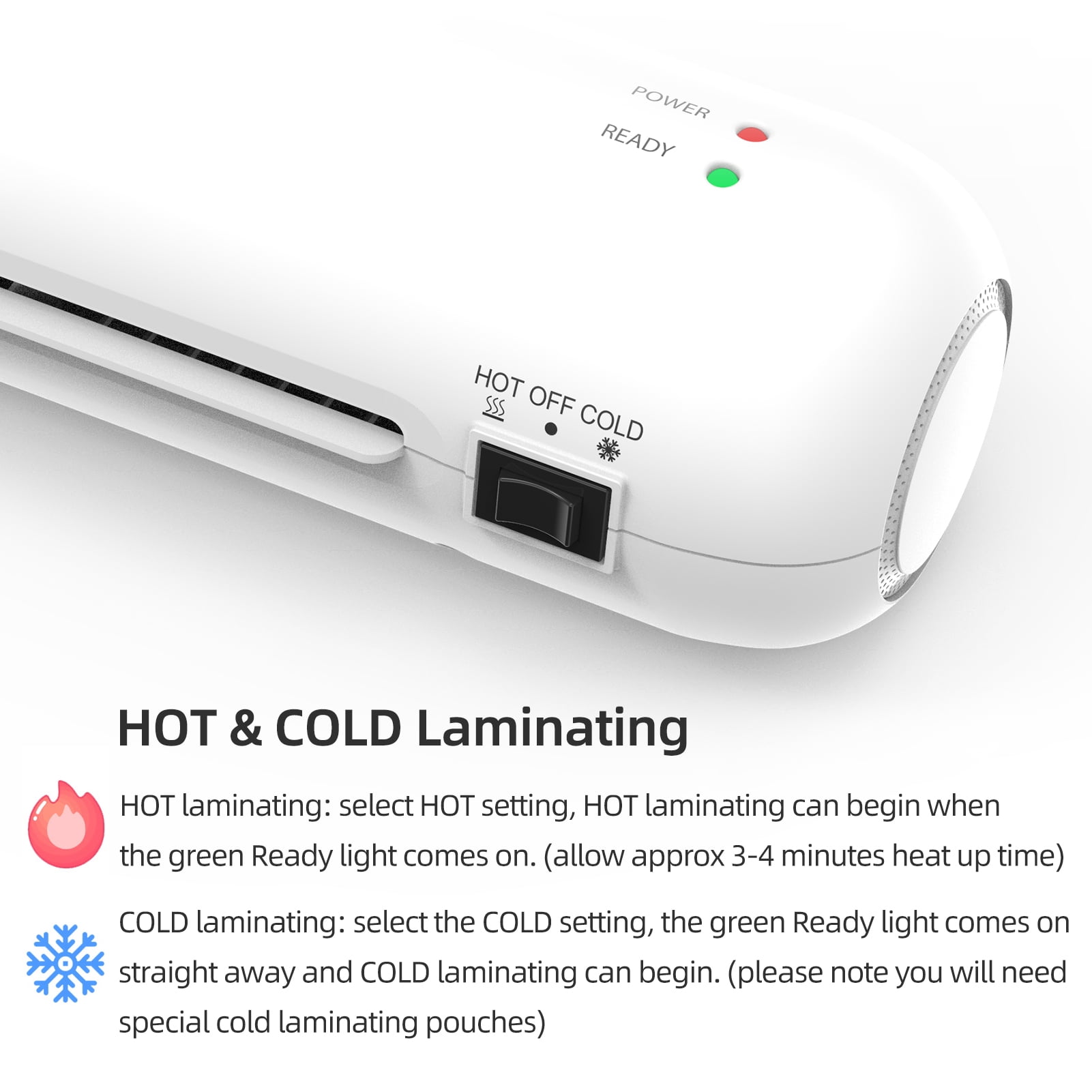 Dcenta A4 Laminator Machine, 9 Inch Cold Thermal Laminator, 6 in 1 Personal Laminating Machine with 12 Laminating Pouches for Home Office School
