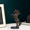 thumbnail image 4 of Estatua de caballo, escultura de resina Feng Shui, regalo de inauguración de la casa, decoración de escritorio Saltando Negro, 4 of 8