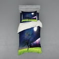 thumbnail image 1 of Ambesonne Tree Bedding Set 3 Pcs, Full Moon Galaxy Grass, Twin, Green and Navy, 1 of 3
