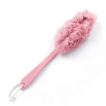 Long Handle Back Scrubber Body Shower Brush Bath Sponge for Bathroom, Pink