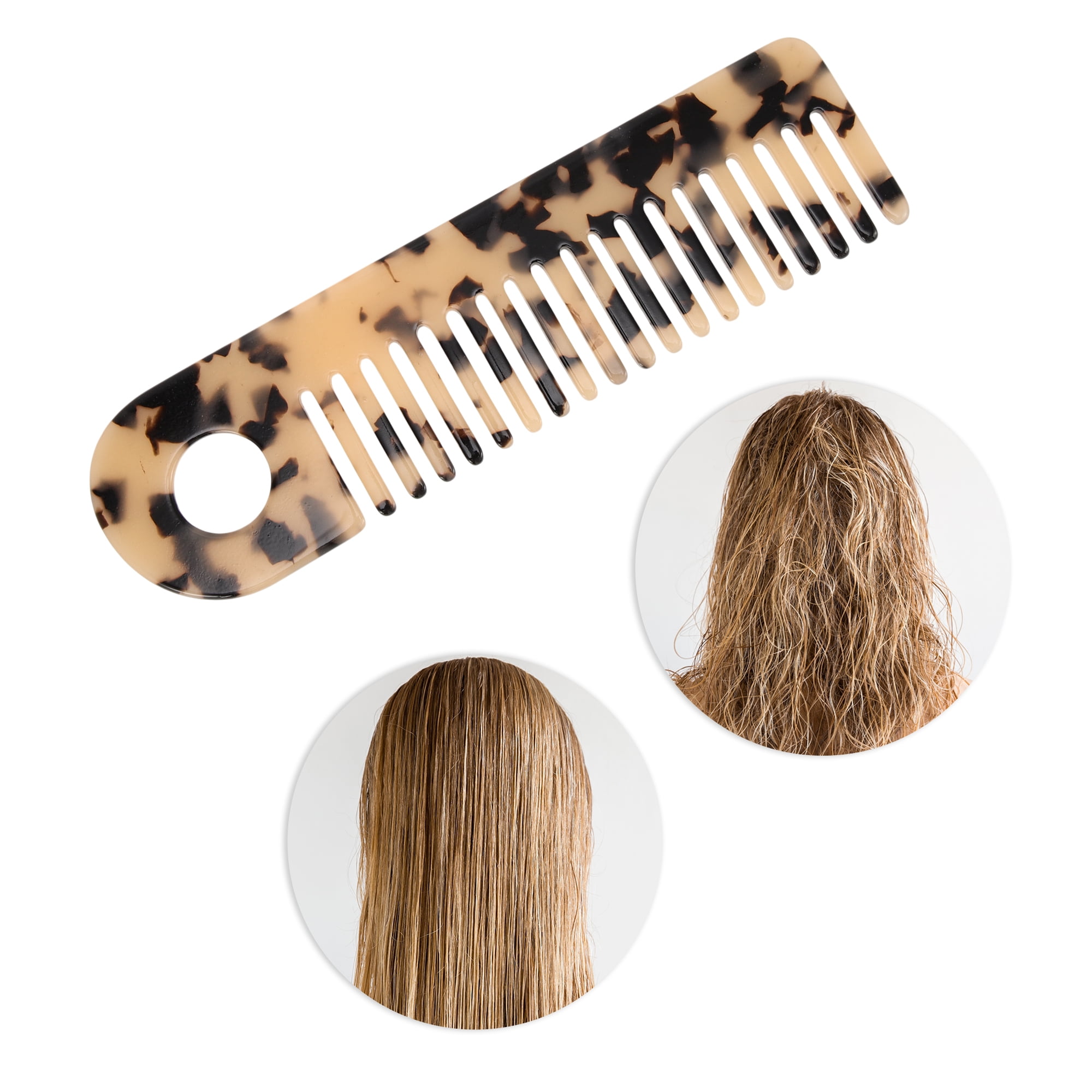 Unique Bargains 1 Pc Exquisite Marble Pattern Hair Comb for All Hair Types Light Brown