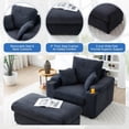 thumbnail image 3 of Aukfa 43 inch Corduroy Chaise w/ 2 Cupholders&Storage Ottoman, Plush Chair Bed, 3 Pillows, Gray, 3 of 15