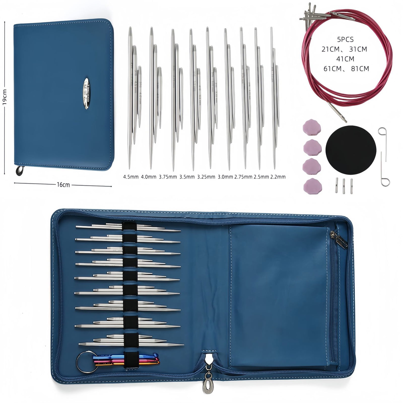 Stainless Interchangeable Crochet Needle Circular Knitting Needle Set Weaving Yarns Knitting Tool Weave Accessories Kits