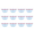 thumbnail image 1 of Cuencos de porcelana de primera calidad para servir, vajilla elegante, juego de 12 cuencos para ensalada de 6 pulgadas con cuadrícula azul claro, 1 of 8