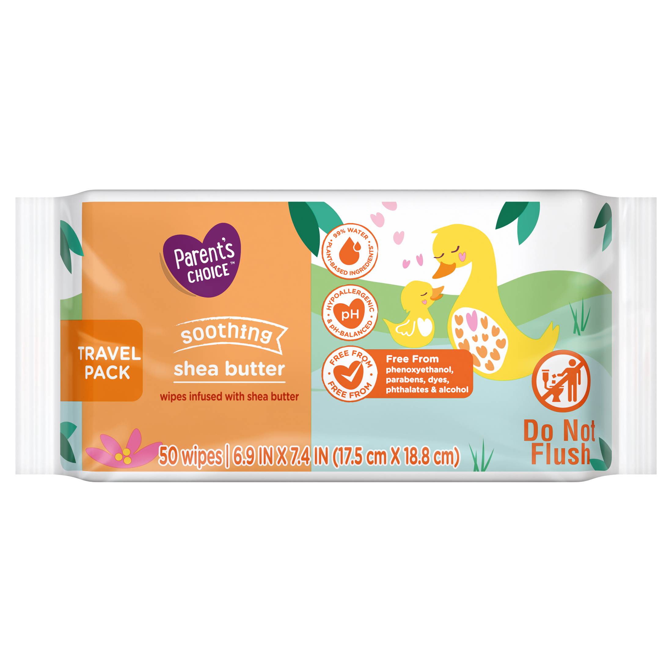 Parent's Choice Shea Butter Baby Wipes Travel Pack 50 Count