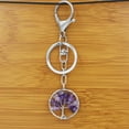 thumbnail image 3 of Crystal Tree of Life Keychain Pendant, Electroplated Round Square Key Chain Charm, 30x30mm, 3 of 13