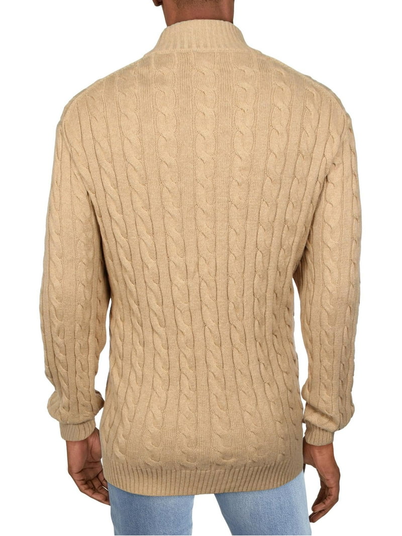 ★★POLO RALPH LAUREN★★ Cable knit wool cotton zipper swea Polo Ralph Lauren Cable Knit Cotton Quarter-Zip Sweater
