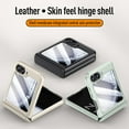 thumbnail image 3 of Allytechgroup Galaxy Z Flip 6 Case with Screen Protector, Hinge Protection Anti-Scratch Faux Leather Full Body Shockproof Bumper Rugged Phone Case for Samsung Galaxy Z Flip 6, Titanium, 3 of 8