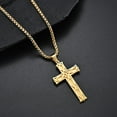 thumbnail image 5 of Cross Necklace for Men,Stainless Steel Black Gold Silver Jesus Christ Crucifix Pendant Necklaces Meaningful Religious Jewelry，60cm Rolo Chain, 5 of 6