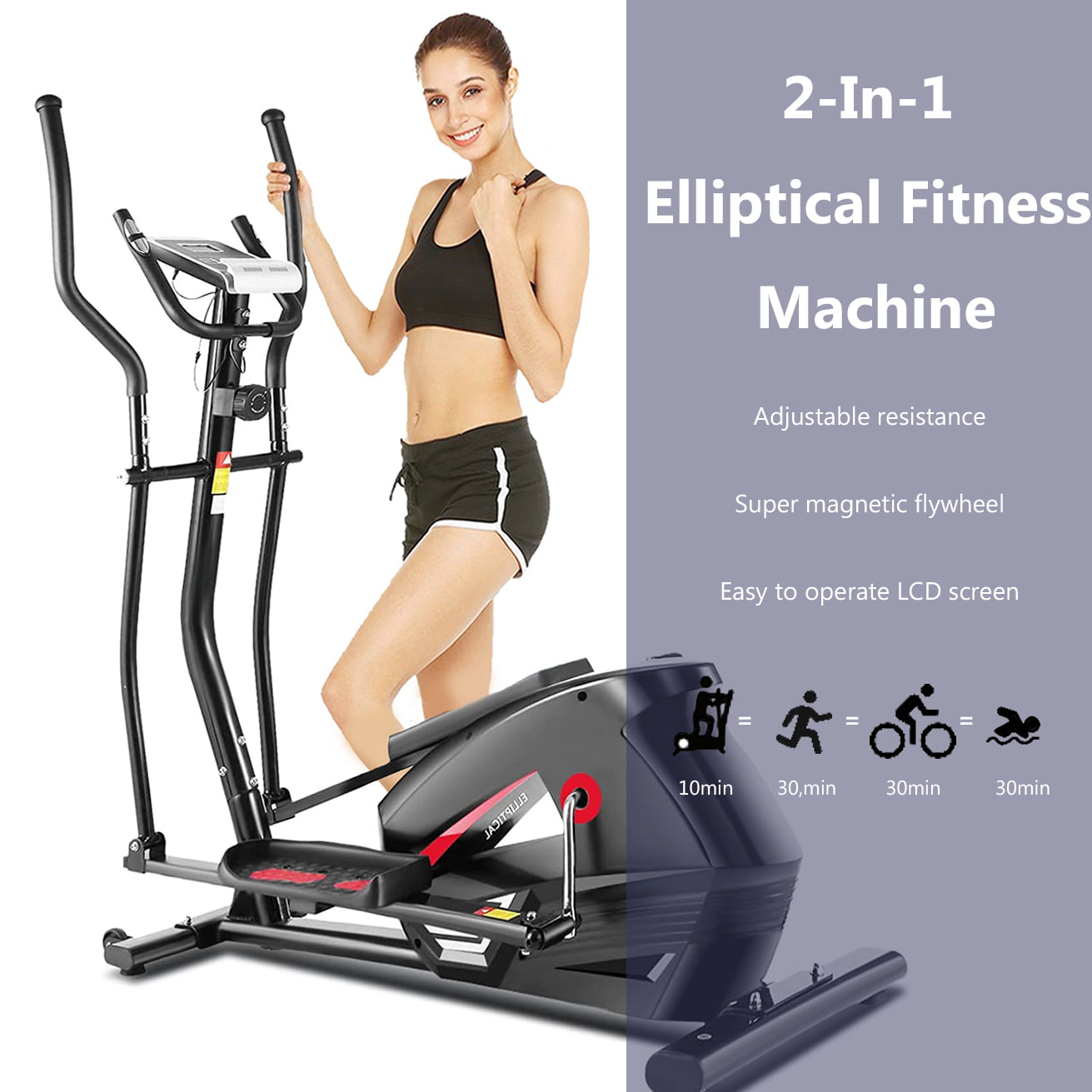 Best Elliptical Exercise Machine Trainer for Home Gym Workout Quiet & Smooth Magnetic Elliptical Cross Trainer Machine with LCD Monitor and Pulse Rate Grips ANCHEER Elliptical Machine 