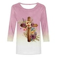thumbnail image 4 of DDAPJ pyju 3/4 Length Sleeve Tops for Women Christian Easter T-shirts Jesus Cross Print Graphic Tees Novelty Holiday Blouses Pink XXL, 4 of 5