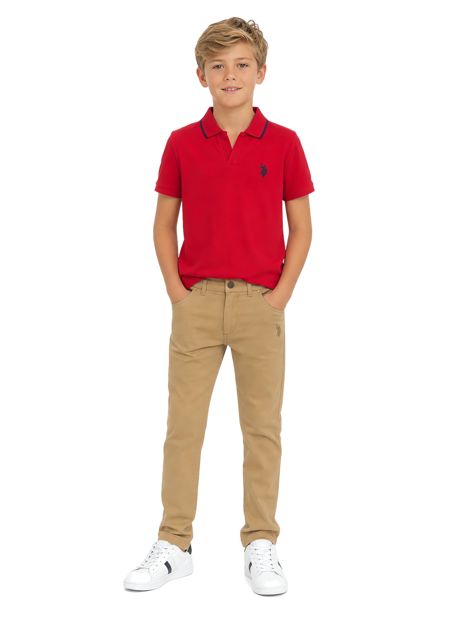 U.S. Polo Assn. Boys Short Sleeve Johnny Collar Shirt, Sizes 4-18