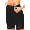 thumbnail image 3 of Pantalones cortos de yoga de malla de talle alto para mujer con bolsillos profundos Pantalones cortos de motociclista de entrenamiento para mujer Ormromra LRWJ642-1, 3 of 6