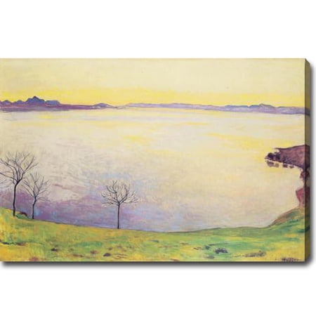 YGC Ferdinand du Puigaudeau 'Genfersee von Chexbres aus' Oil on Canvas Art - Yellow/Lavender