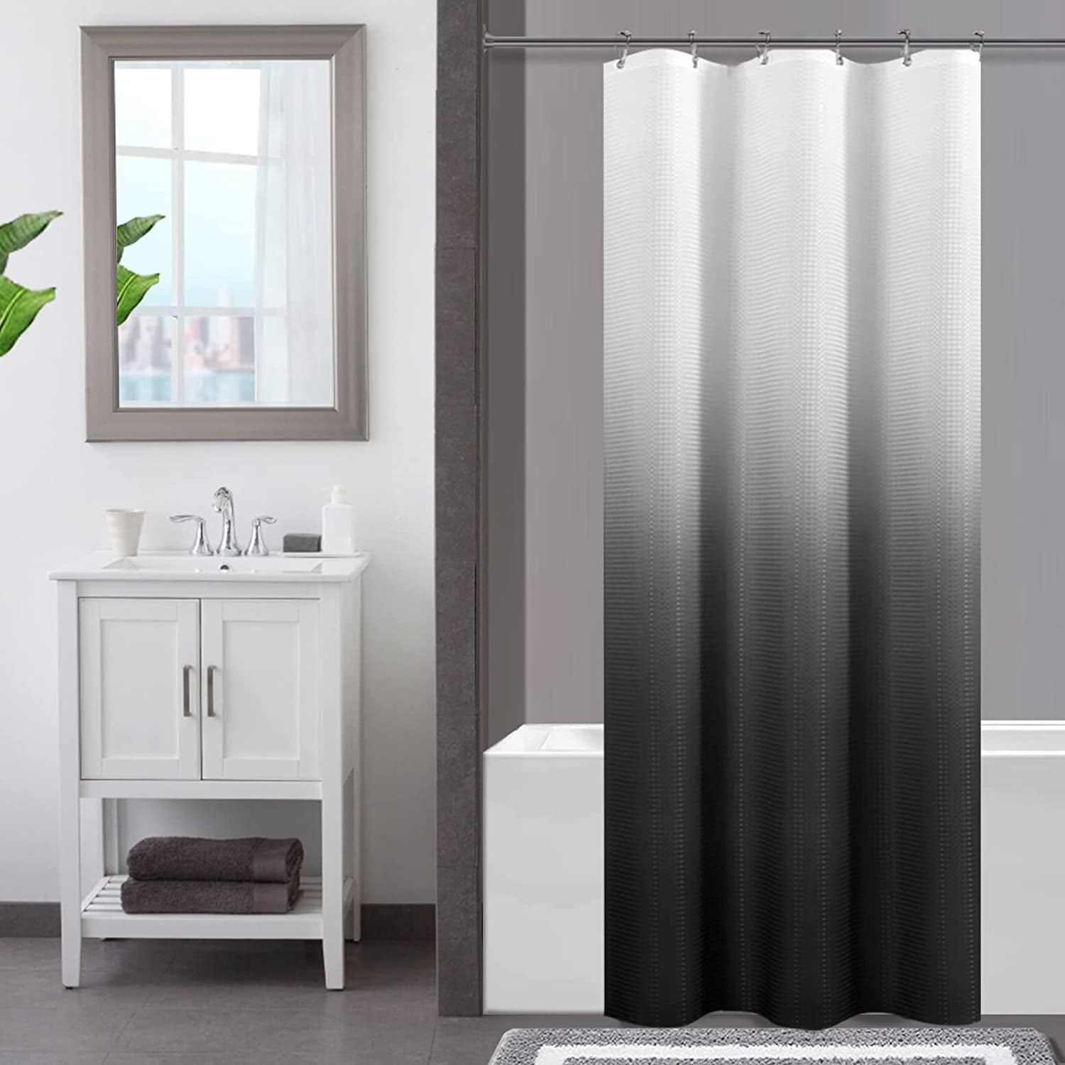 LAIZIHOME Blue White Shower Curtains for Bathroom Abstract Line Cool Bath  Curtain Polyester Fabric Bathroom Accessories Decor Set with Hooks 60x72