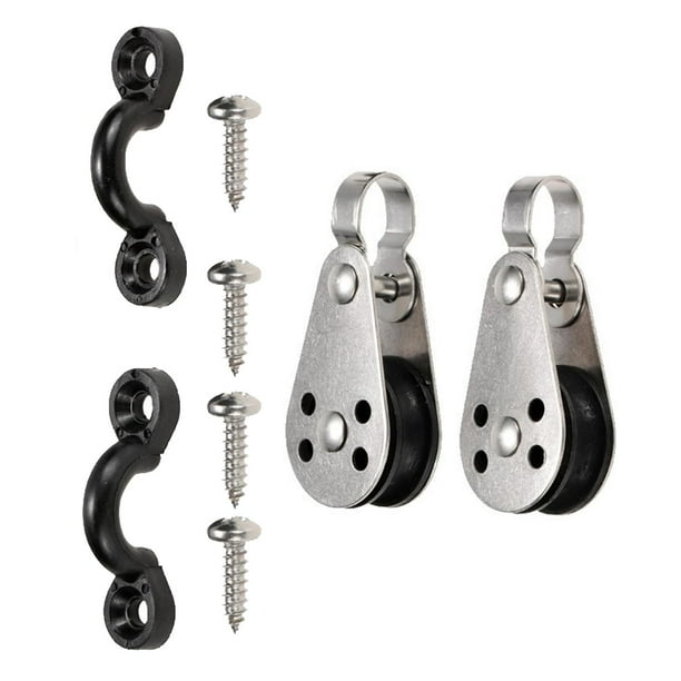 Kit de carro de ancla para Kayak marino, 2 bloques de polea con tornillos, hebilla , suministros de equipo, piezas de Hardware para reemplazo de