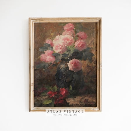 Vintage Floral Still Life Pink Roses Botanical Farmhouse Wall Art Print Thoughtful Botanical Theme For Bedroom And Gallery Wall Decor