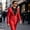 Red, variant on Men's 2-Piece Jacquard Tuxedo Suit - Slim Fit Blazer, Vest & Pants with Black Bow Tie for Wedding Prom Party