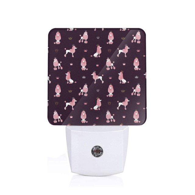 Balery Poodle Dog Luz Nocturna LED con Sensor Automático, Enchufe con Sensor Crepuscular, Luz Suave de 0.5W para Dormitorio, Pasillo, Baño-US