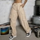 thumbnail image 2 of Gibobby Pantalones cargo para mujer 2023 Pantalones cargo Mujer Ropa holgada de ajuste relajado Pantalones negros Cintura alta Cremallera Cintura delgada(Caqui,X-CH), 2 of 5