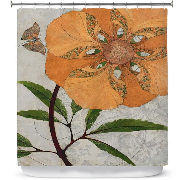 Shower Curtains 70" x 84" from DiaNoche Designs by Paper Mosaic Studio - Orange Flower