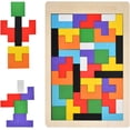thumbnail image 5 of Rompecabezas de Tetris de madera, 40 piezas, rompecabezas de madera para niños pequeños, rompecabezas de inteligencia de madera, rompecabezas Tangram, juguete educativo, regalo (1 unidad), 5 of 5