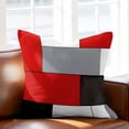 thumbnail image 3 of Red Grey Geometric Pillow Covers 16x16 Inch, Modern Black White Abstract Art Linen Pillowcase with Invisible Zipper, Decorative Throw Pillow Covers Cushion Case for Couch Sofa Bed Living Room, 3 of 9