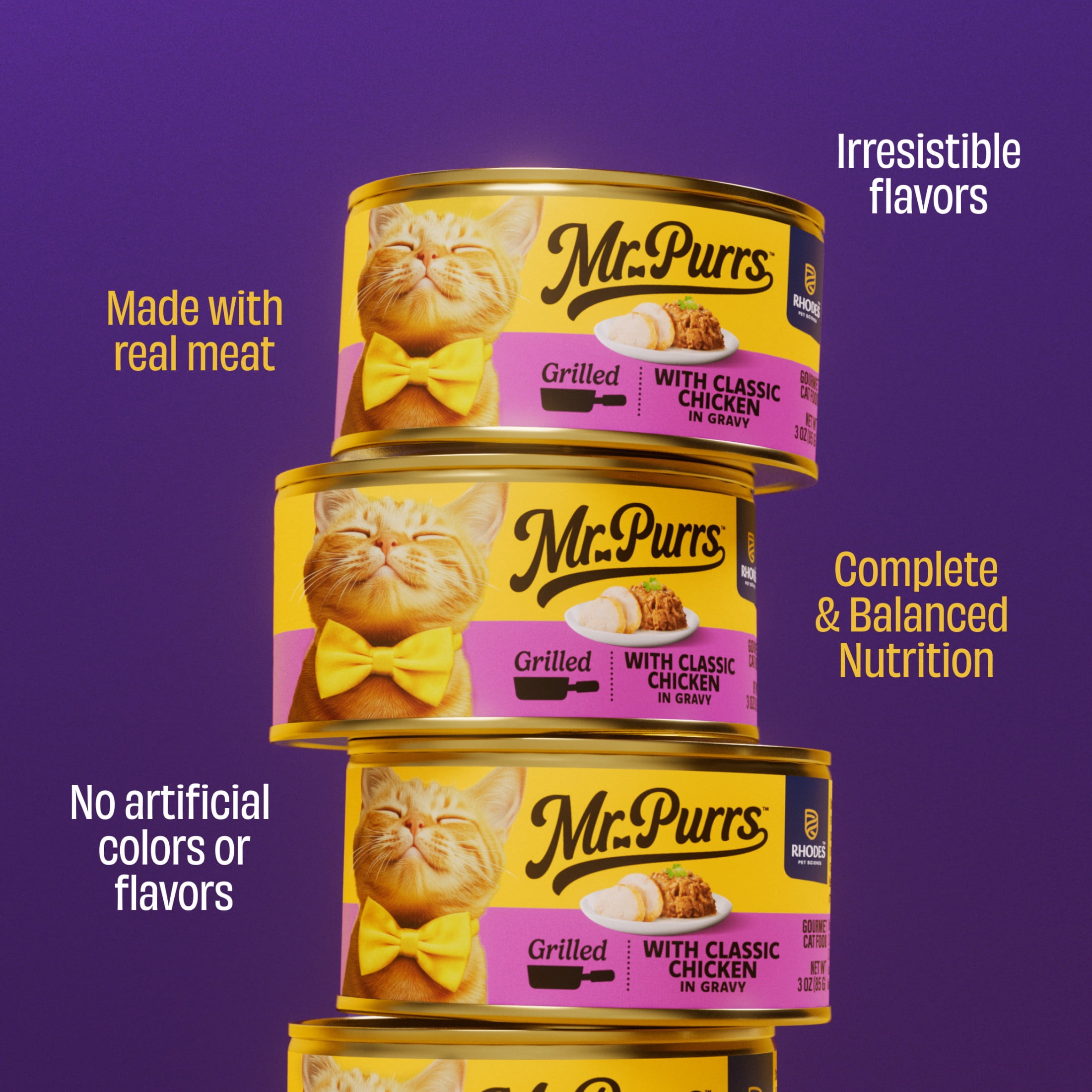 (24 pack) Mr Purrs Grilled Classic Chicken in Gravy Wet Cat Food, 3 oz Can