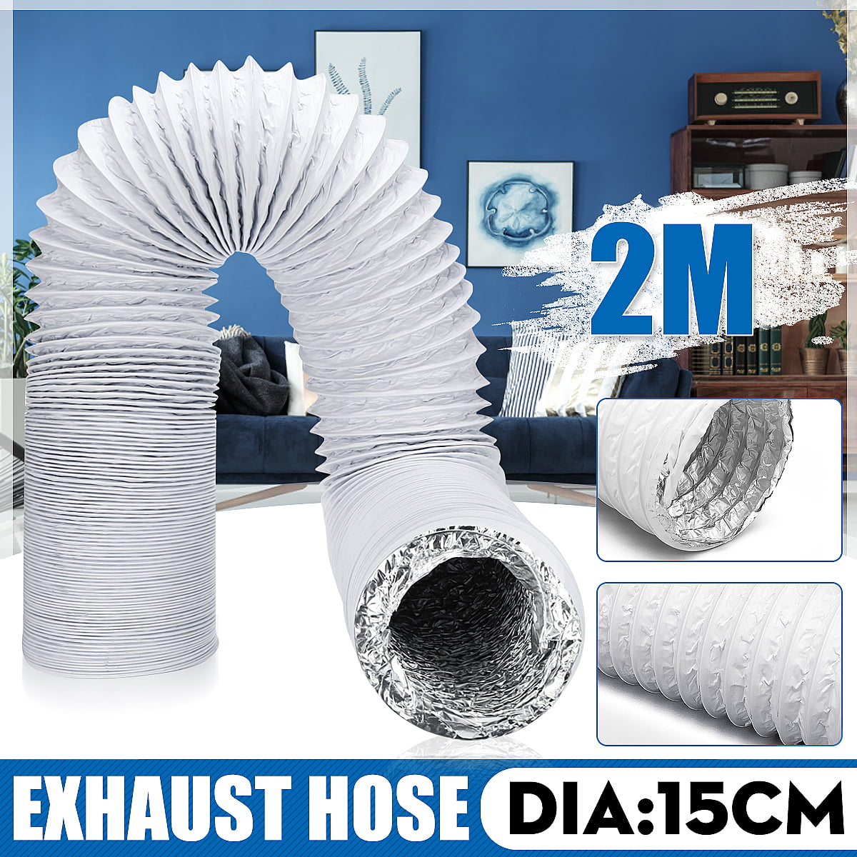 5 Inch Diameter Exhaust Hose Air Conditioner Hoses 20ft Length with High Flexibility for Draining Smoke Moisture Dust Etc Black