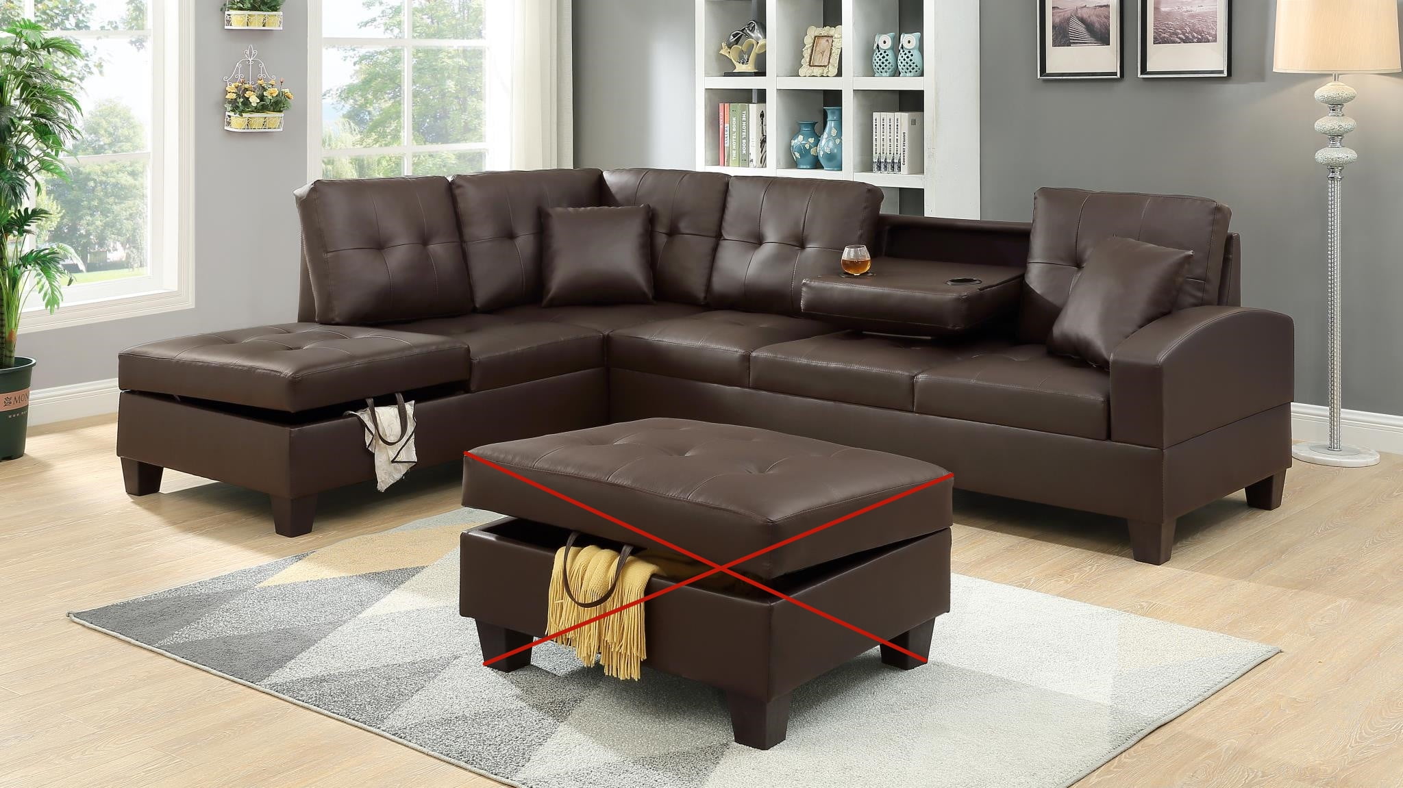 GTU Furniture Pu Leather Living Room Irreversible Living Room Sectional