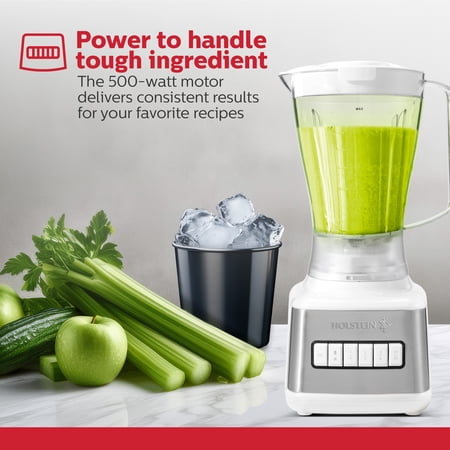 Holstein Housewares 8-Speed Blender 500W Motor, 48 oz Plastic Jar, and Intuitive Controls for Effortless Blending - Elevate Your Culinary Experience Now - Kitchen Essential