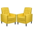 thumbnail image 4 of Gymax Set of 2 Push Back Recliner Chair Fabric Tufted Single Sofa w/ Footrest Yellow, 4 of 10