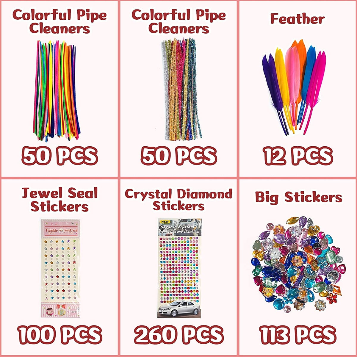 Vensio -Arts and Crafts Supplies Set for Kids and Toddlers, 1000+ pcs DIY Craft Box with Pom Poms Pipe Cleaners and Stickers, Educational Creative Art Kit for School
