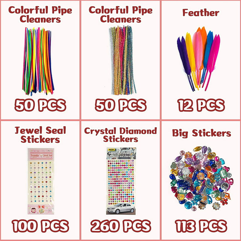 50 Arts and Crafts for Kids, 400 Pieces Art Supplies Craft 50 DIY Box