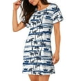 thumbnail image 2 of Vsdgher Palm Tree Pattern Womens Short Sleeve Sleepshirt Scoopneck Cute Nightdress Ruffle Comfy Nightgown, 2 of 6