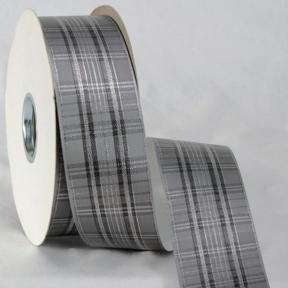 The Ribbon People Black and Gray Plaid Ribbon 2" x 110 Yards
