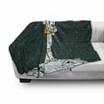 thumbnail image 3 of Funny Soft Flannel Fleece Blanket, Astronaut Hitchhiking Ride to Earth from Neptune Traveling Planets Space Illustration, Cozy Plush for Indoor and Outdoor Use, 60" x 80", Multicolor, by Ambesonne, 3 of 6