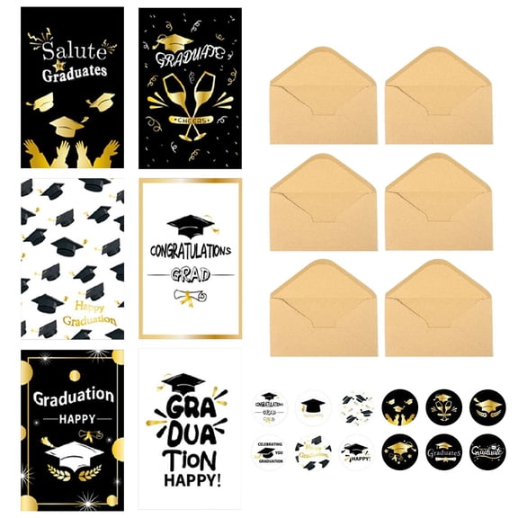 WUYVCG Under $5 Graduation Cards 6 Pack with Envelopes Blank Inside Thank You Cards for Graduates Class of 2026 Congratulations Card Set Card